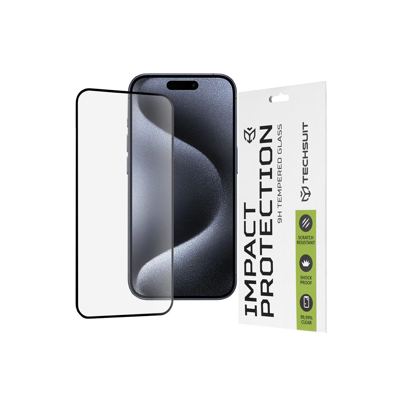 Folie sticla iPhone 15 Pro Techsuit 111D Full Glue Full Cover, negru