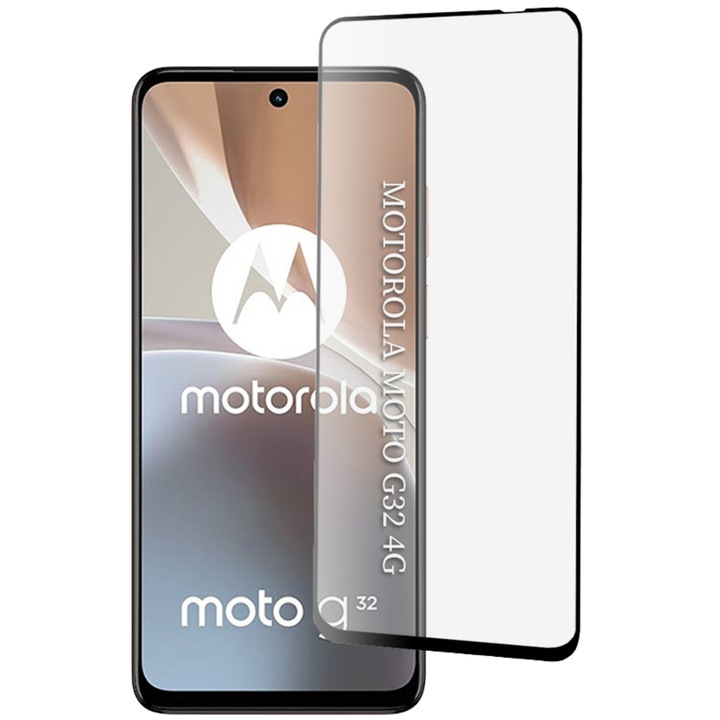 Folie de protectie pentru Motorola Moto G32 Comari® NeoGlass, sticla securizata 9H, Full Glue, claritate HD, rezistenta la zgarieturi, margini negre, transparent