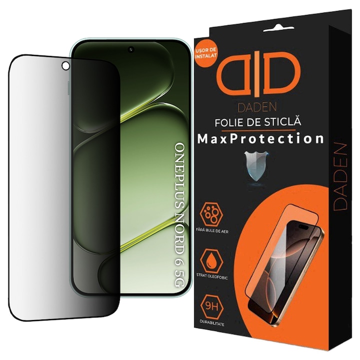 Folie Sticla Privacy pentru OnePlus Nord 6 Daden MaxProtection, Full Cover, Protectie Profesionala, Ultra Rezistenta, Calitate Premium