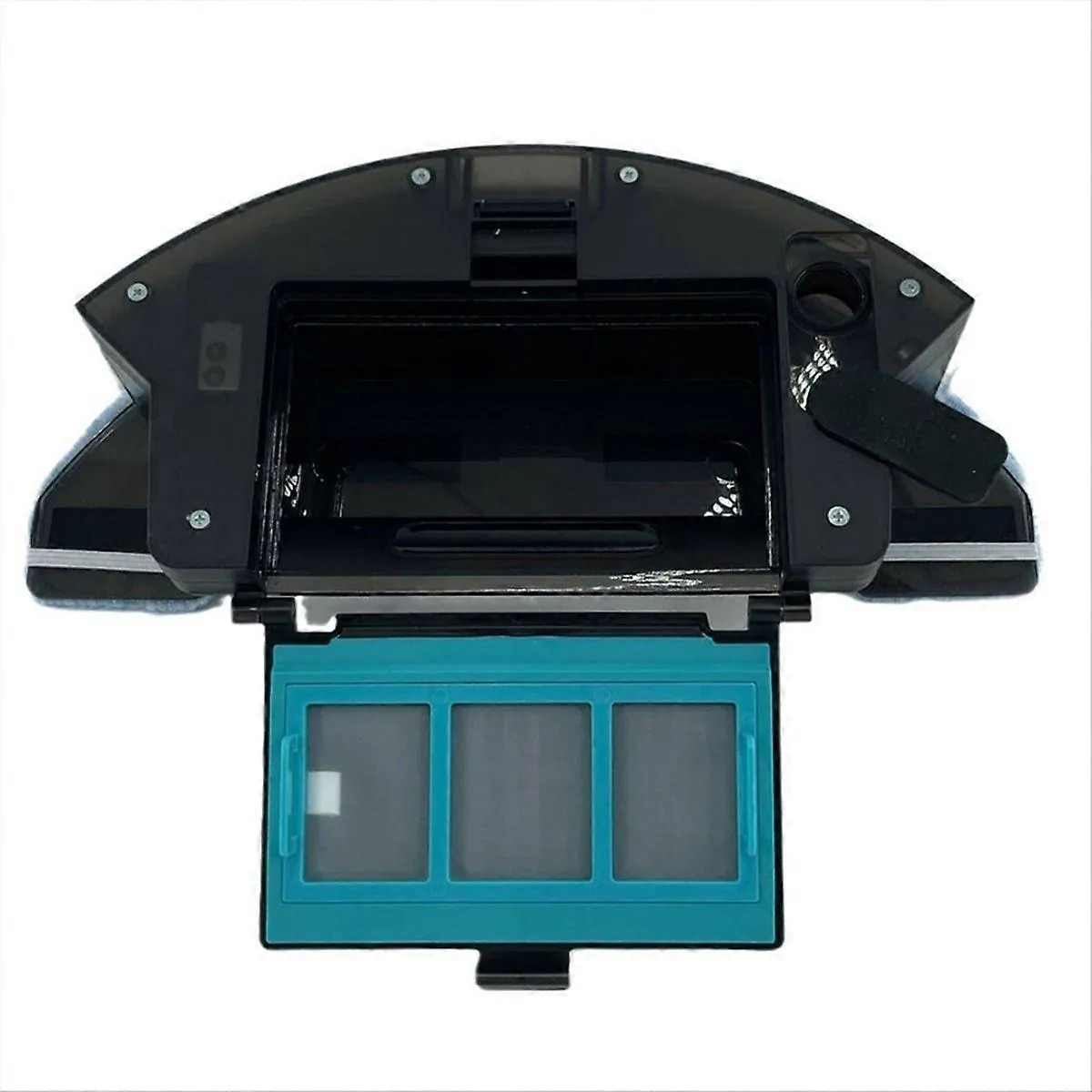 Recipient praf si rezervor apa 2-in-1 pentru aspirator robot, din plastic, cu filtru inclus, negru/turcoaz, 1 buc