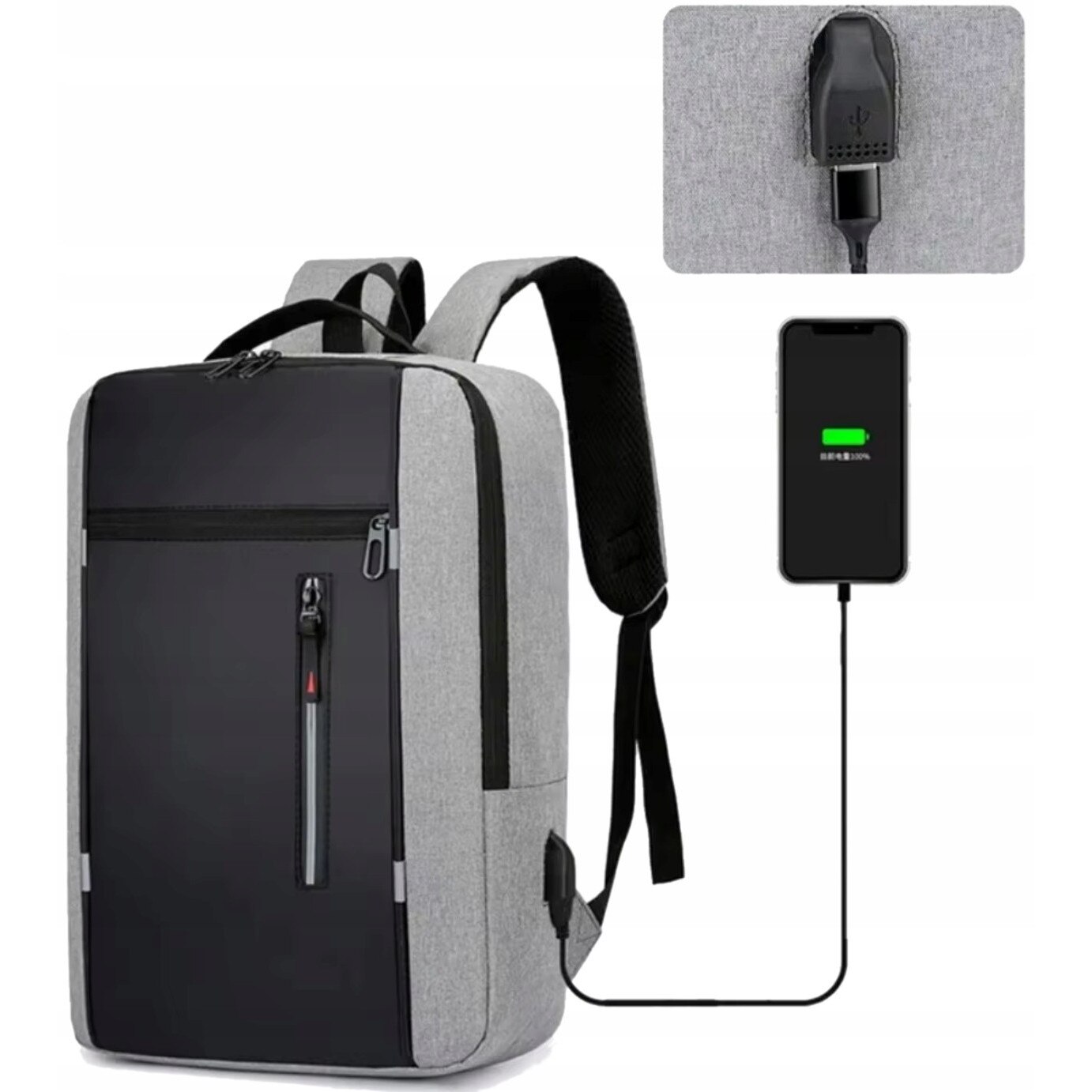 Rucsac DKM laptop 17 inch USB negru 43x31x12cm 16L