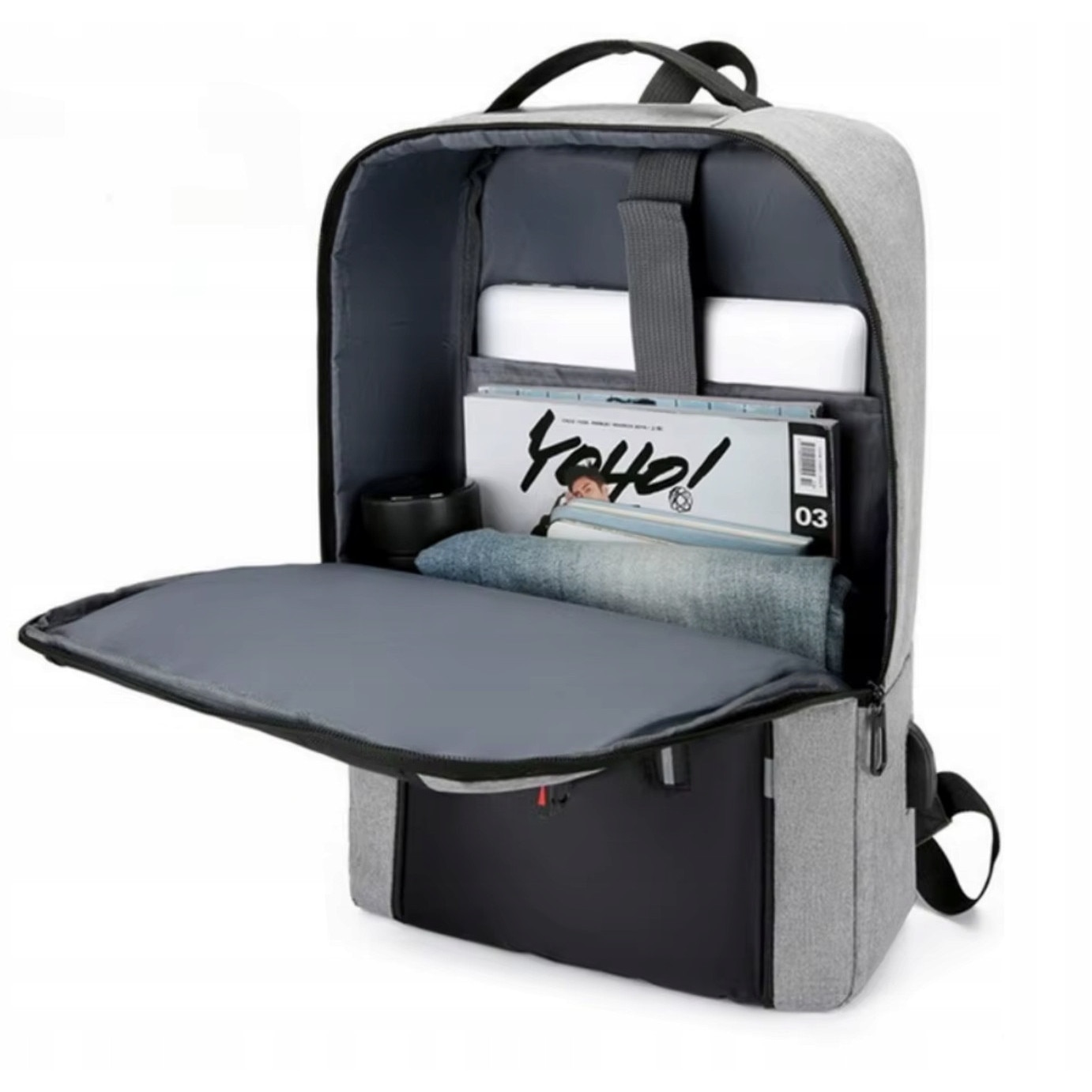 Rucsac DKM laptop 17 inch USB negru 43x31x12cm 16L