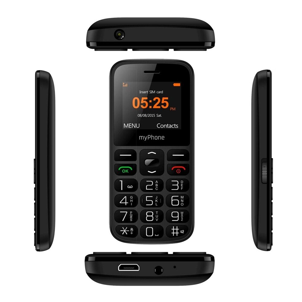 Telefon seniori frecventa 2G ecran mare 1.77” camera 0.3MP acumulator 800mAh Halo A Negru