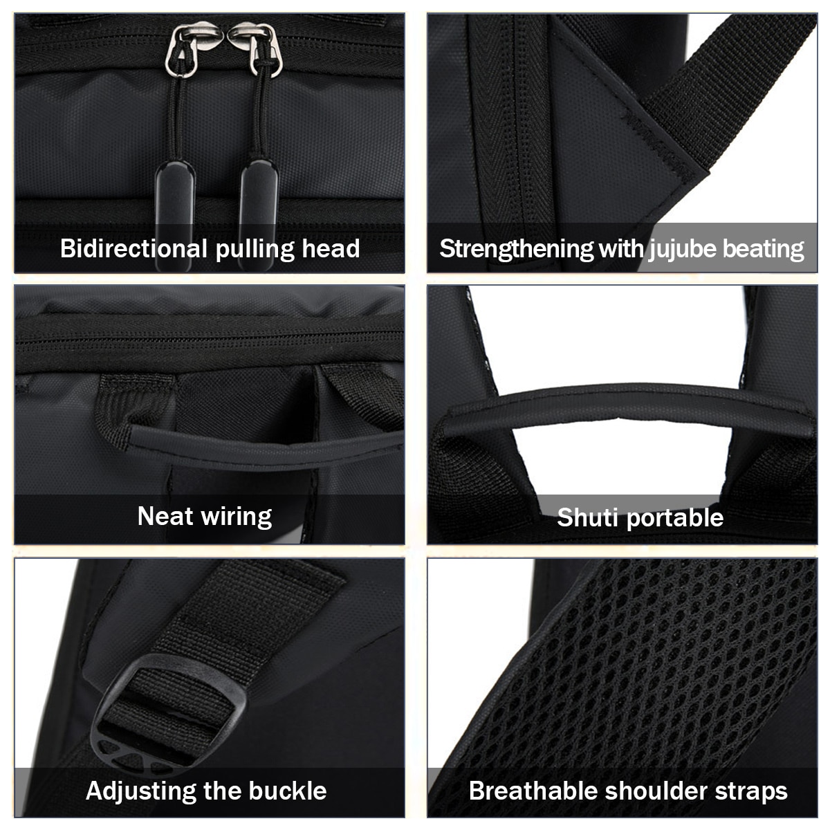 Rucsac laptop impermeabil, compartiment 14 inch, buzunare multiple, negru, 30x45x15cm