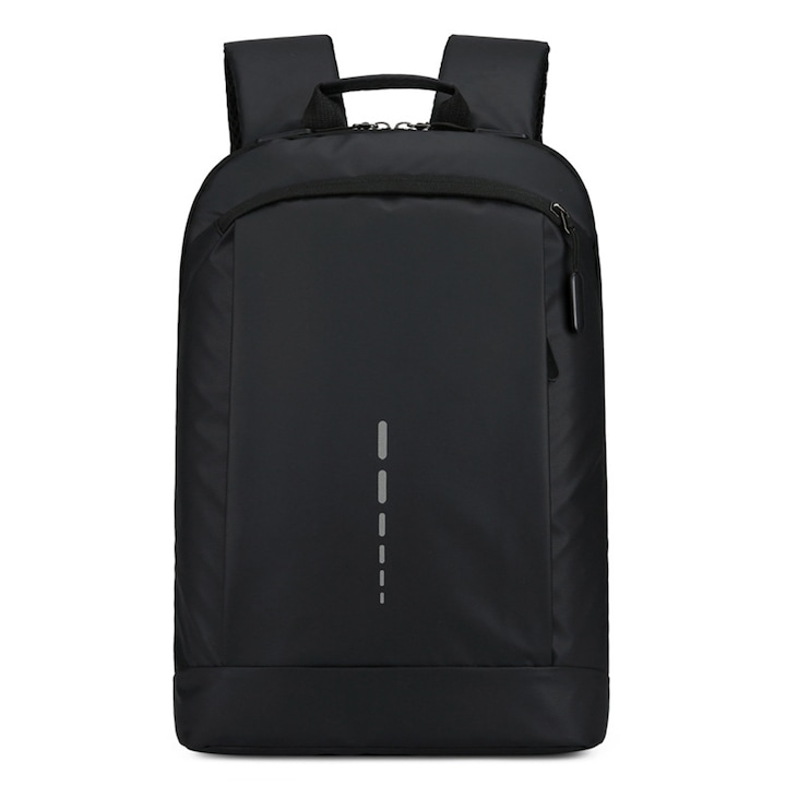 Rucsac laptop impermeabil, compartiment 14 inch, buzunare multiple, negru, 30x45x15cm