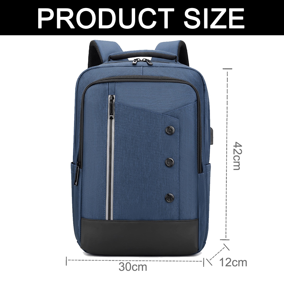 Rucsac laptop, nylon, albastru/negru, 42x30x12cm