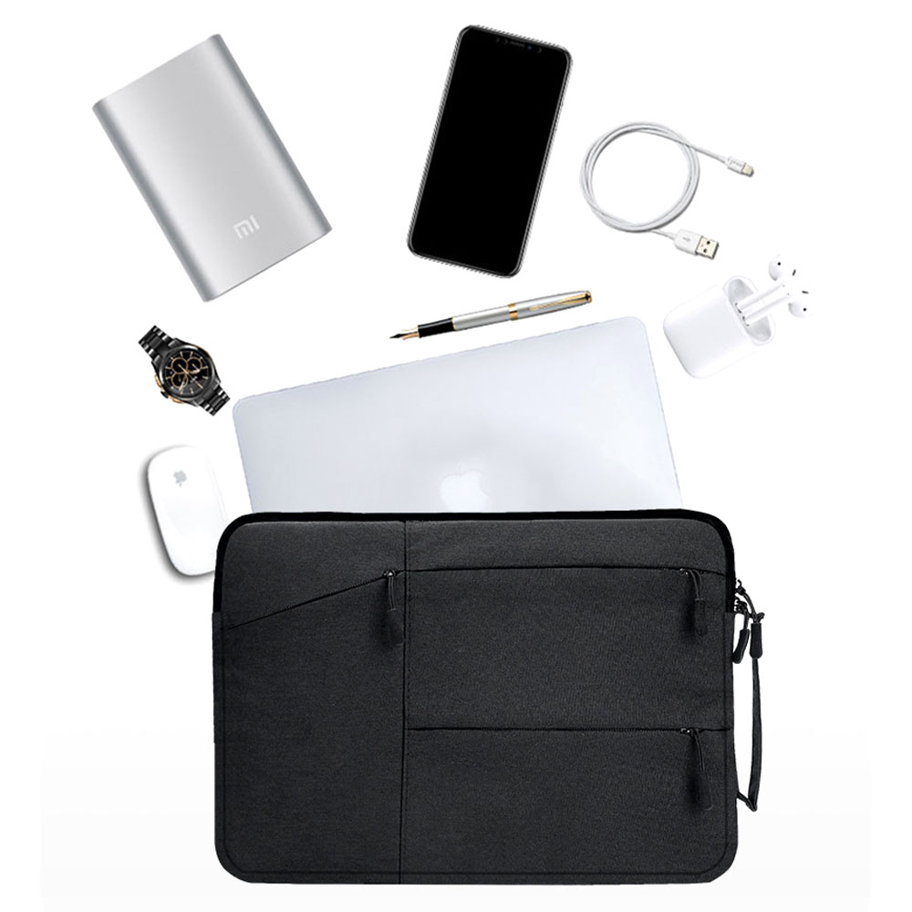 Geanta laptop MacBook Air 12 inch, BGHYHYHI, poliester, cu buzunare, negru