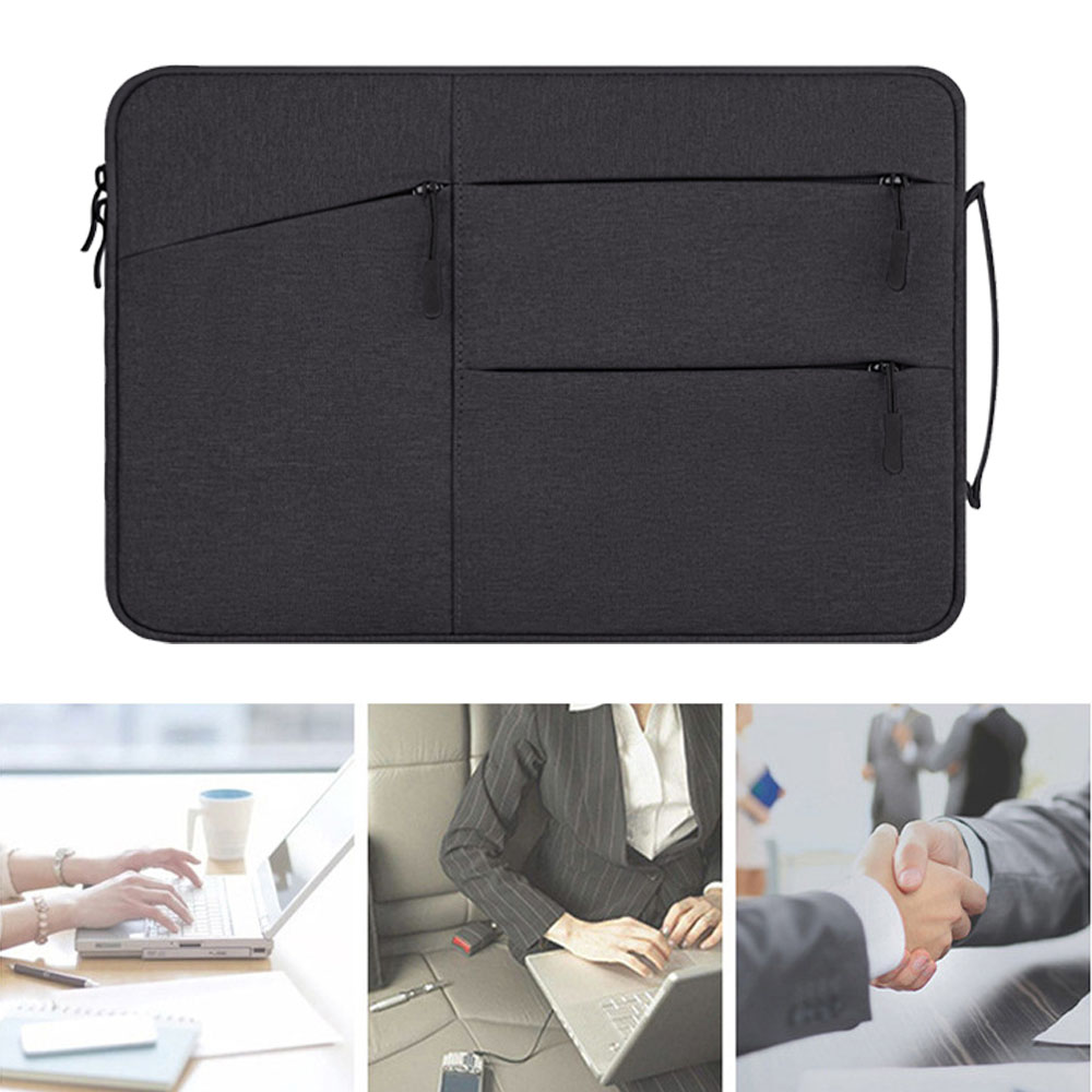 Geanta laptop MacBook Air 12 inch, BGHYHYHI, poliester, cu buzunare, negru