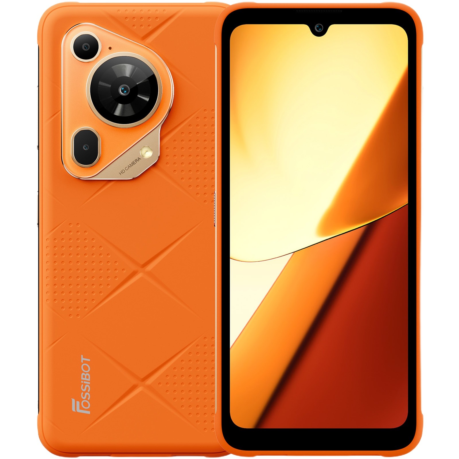 Telefon mobil FOSSIBOT F112 Pro, 5G, Dual SIM, Android 14, Slim Design, 6.88-inch 120Hz, 24GB RAM (8GB + 16GB ext), 256GB, NFC, IP68/IP69K, Orange
