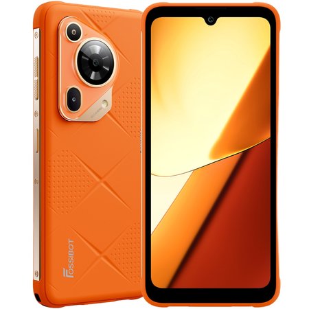 Telefon mobil FOSSIBOT F112 Pro, 5G, Dual SIM, Android 14, Slim Design, 6.88-inch 120Hz, 24GB RAM (8GB + 16GB ext), 256GB, NFC, IP68/IP69K, Orange