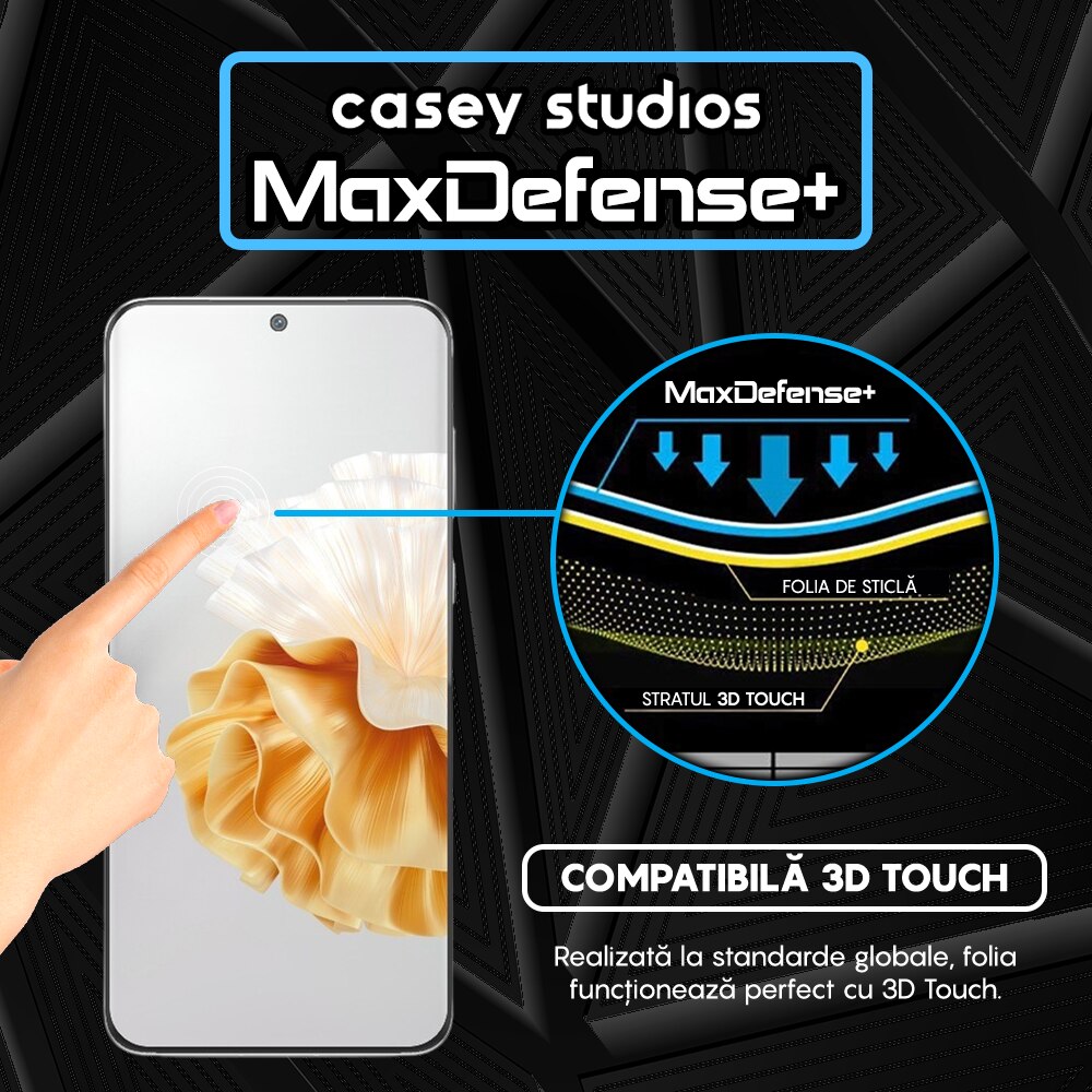 Folie Sticla CASEY STUDIOS™ compatibila cu Huawei P60 / P60 Pro, Full Cover 3D, Full Glue, Margini Negre