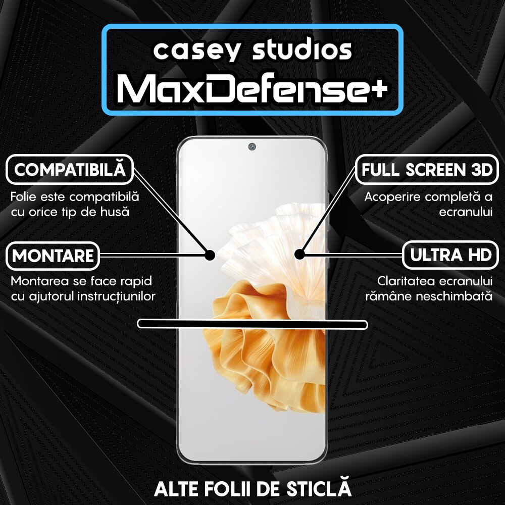 Folie Sticla CASEY STUDIOS™ compatibila cu Huawei P60 / P60 Pro, Full Cover 3D, Full Glue, Margini Negre