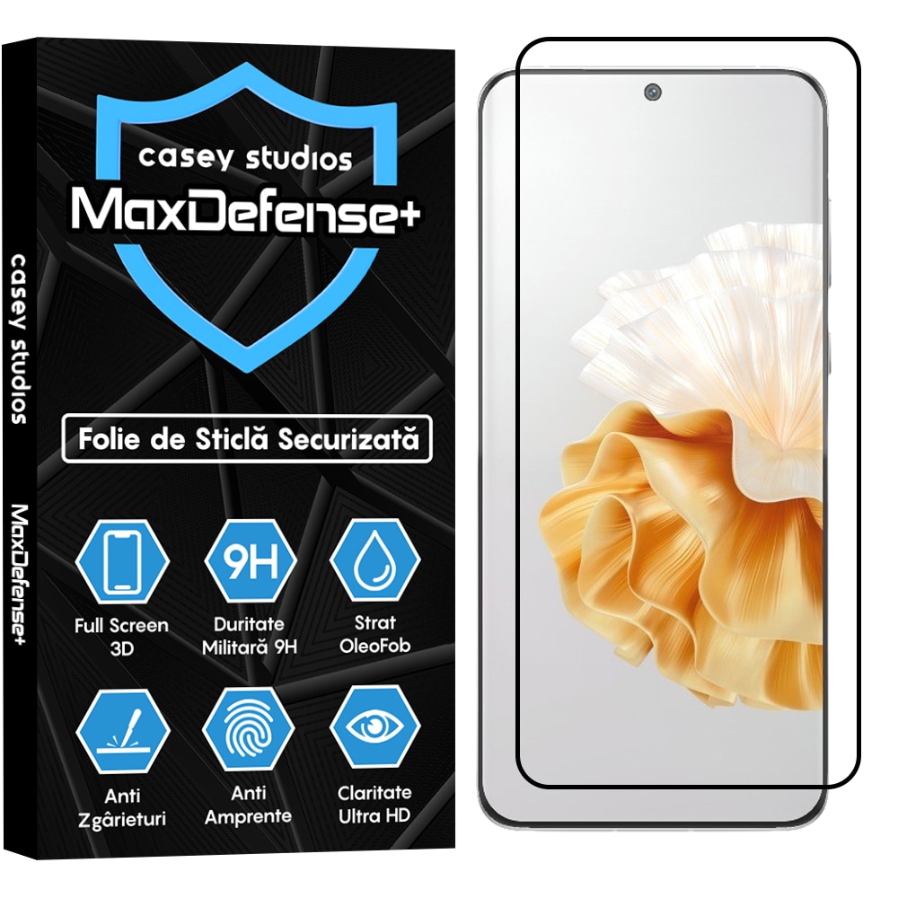 Folie Sticla CASEY STUDIOS™ compatibila cu Huawei P60 / P60 Pro, Full Cover 3D, Full Glue, Margini Negre