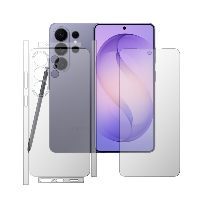 Folie de Protectie Full-Body Folie24, pentru Samsung Galaxy S26 Ultra, 1 Set Mate cu Acoperire Simple, Ecran + Spate, Adezive, Flexibile cu Auto Regenerare