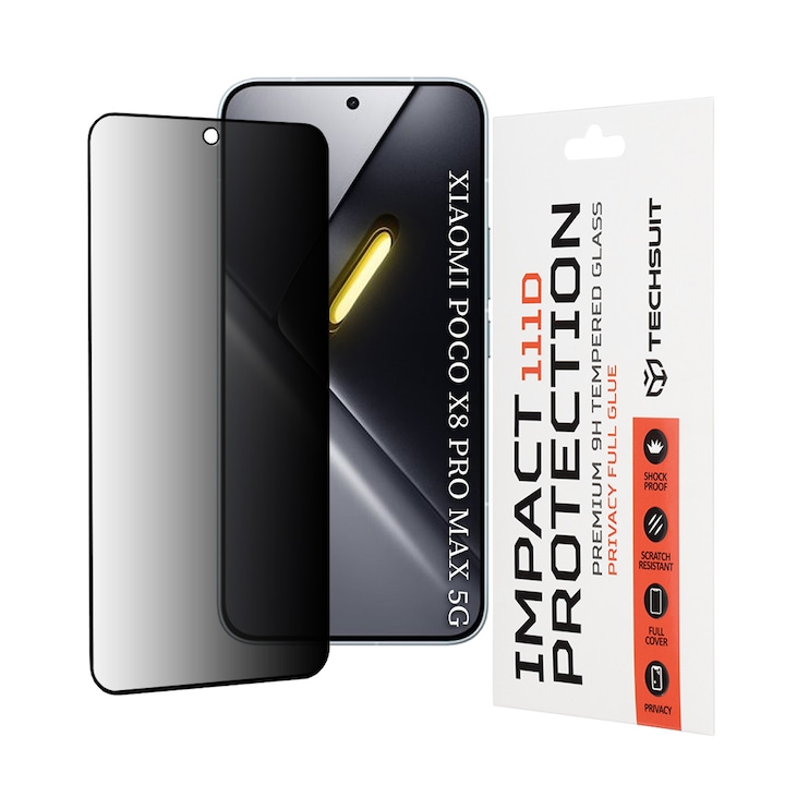 Folie pentru Xiaomi Poco X8 Pro Max - Techsuit 111D Privacy FullA Glue - Black
