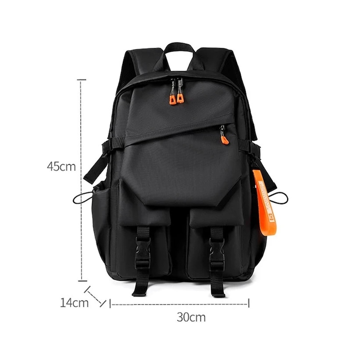 Rucsac pentru laptop, capacitate mare, design multifunctional, culoare neagra, 15.6 inch