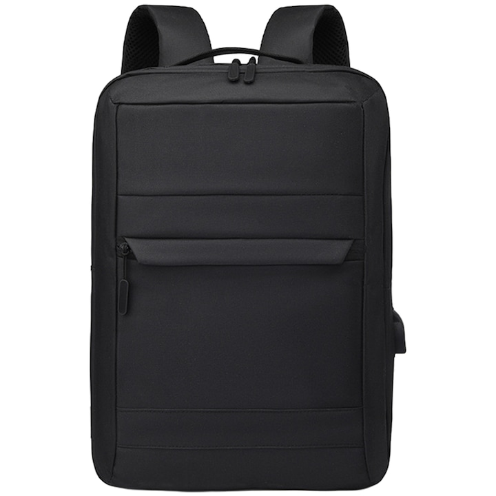 Rucsac laptop AMRINUGL, cu port USB, capacitate mare, negru, 40x14x28cm