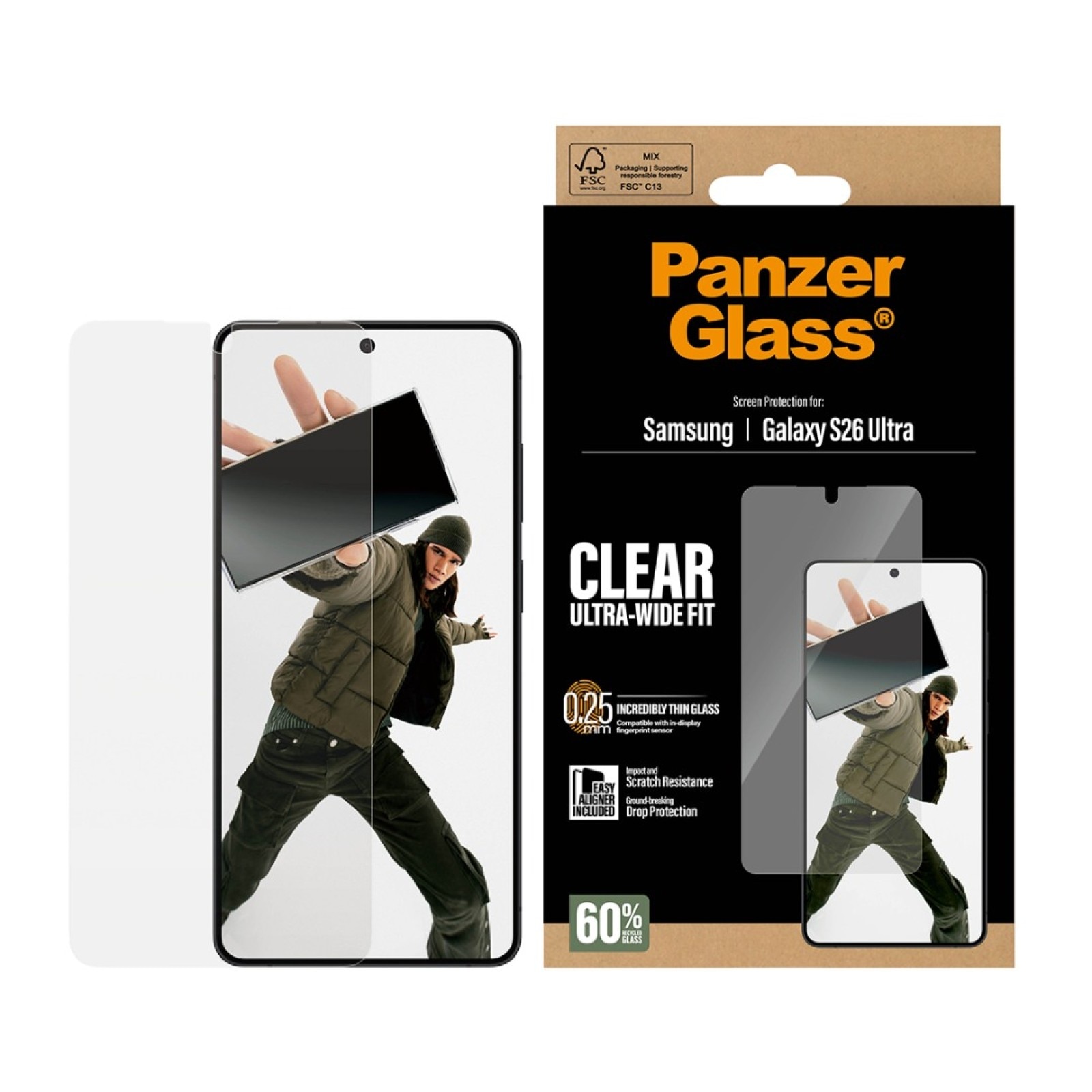 Folie protectie PanzerGlass pentru Samsung Galaxy S26 Ultra, Ultra-Wide Fit cu EasyAligner