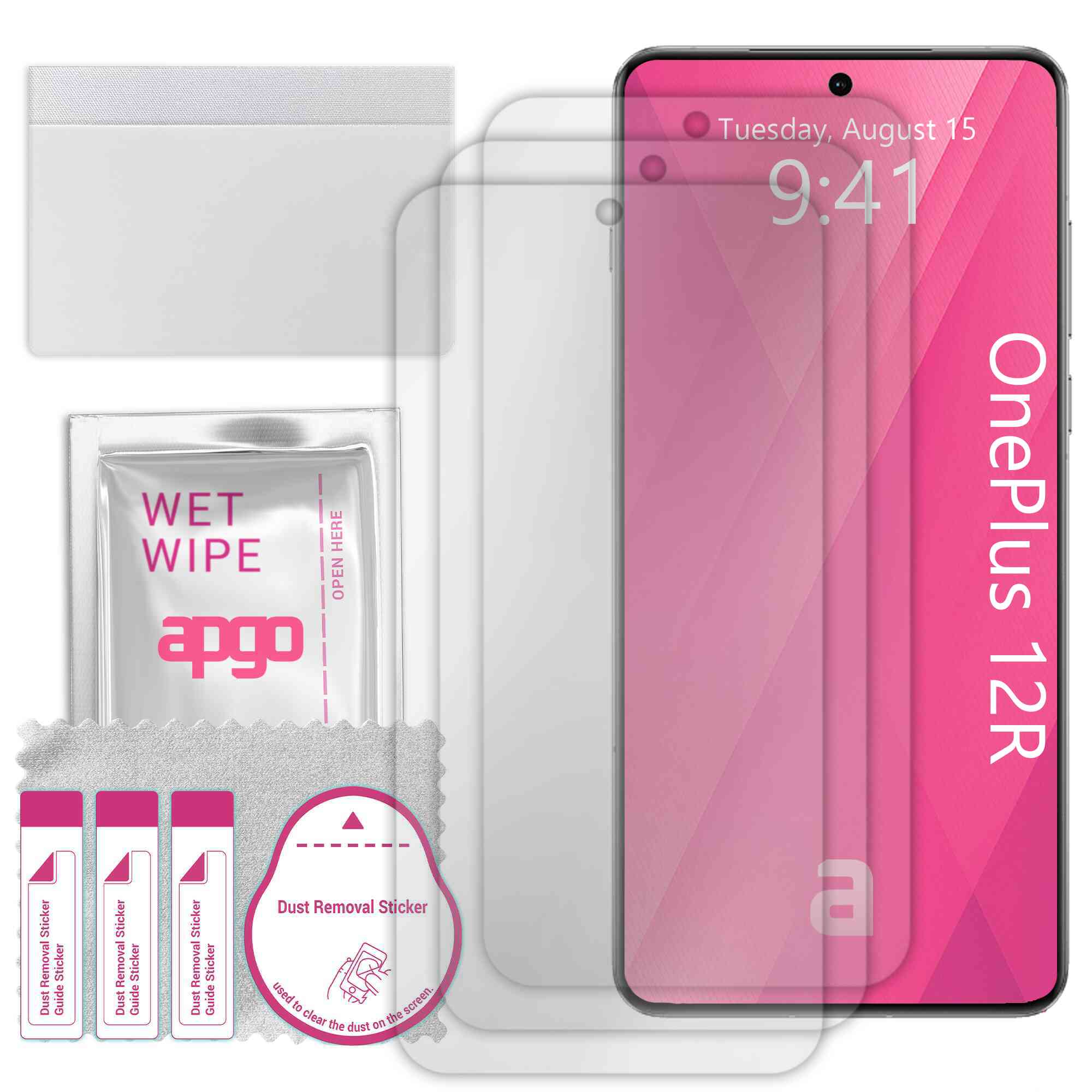 3x folie de protectie apgo pentru OnePlus 12R – afisare completa, lucioasa, hidrogel, full glue, 5D