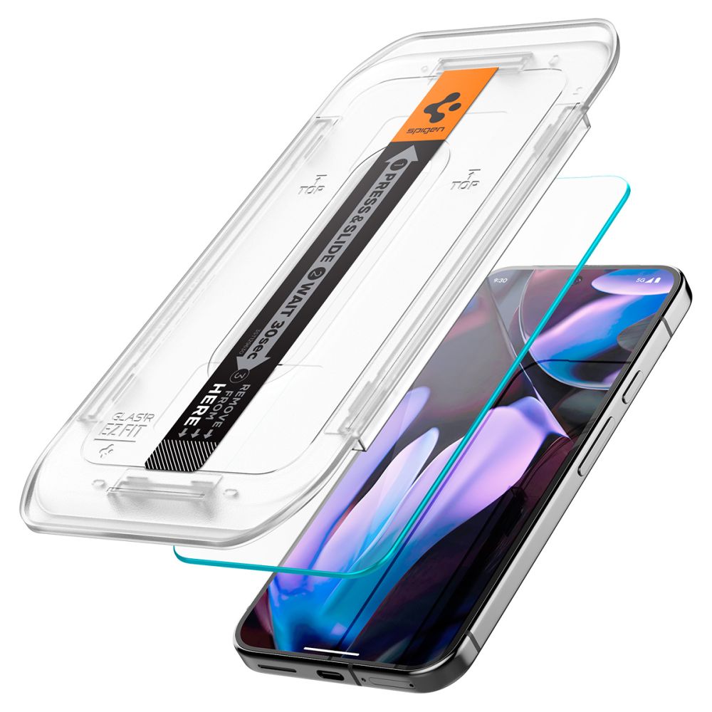 Set 2 x Folie din sticla pentru Google Pixel 9 / 9 Pro cu aplicator Spigen - Glas.tR EZ-FIT HD - clear