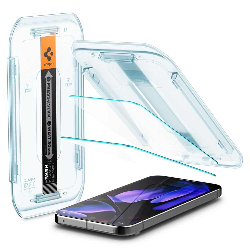 Set 2 x Folie din sticla pentru Google Pixel 9 / 9 Pro cu aplicator Spigen - Glas.tR EZ-FIT HD - clear