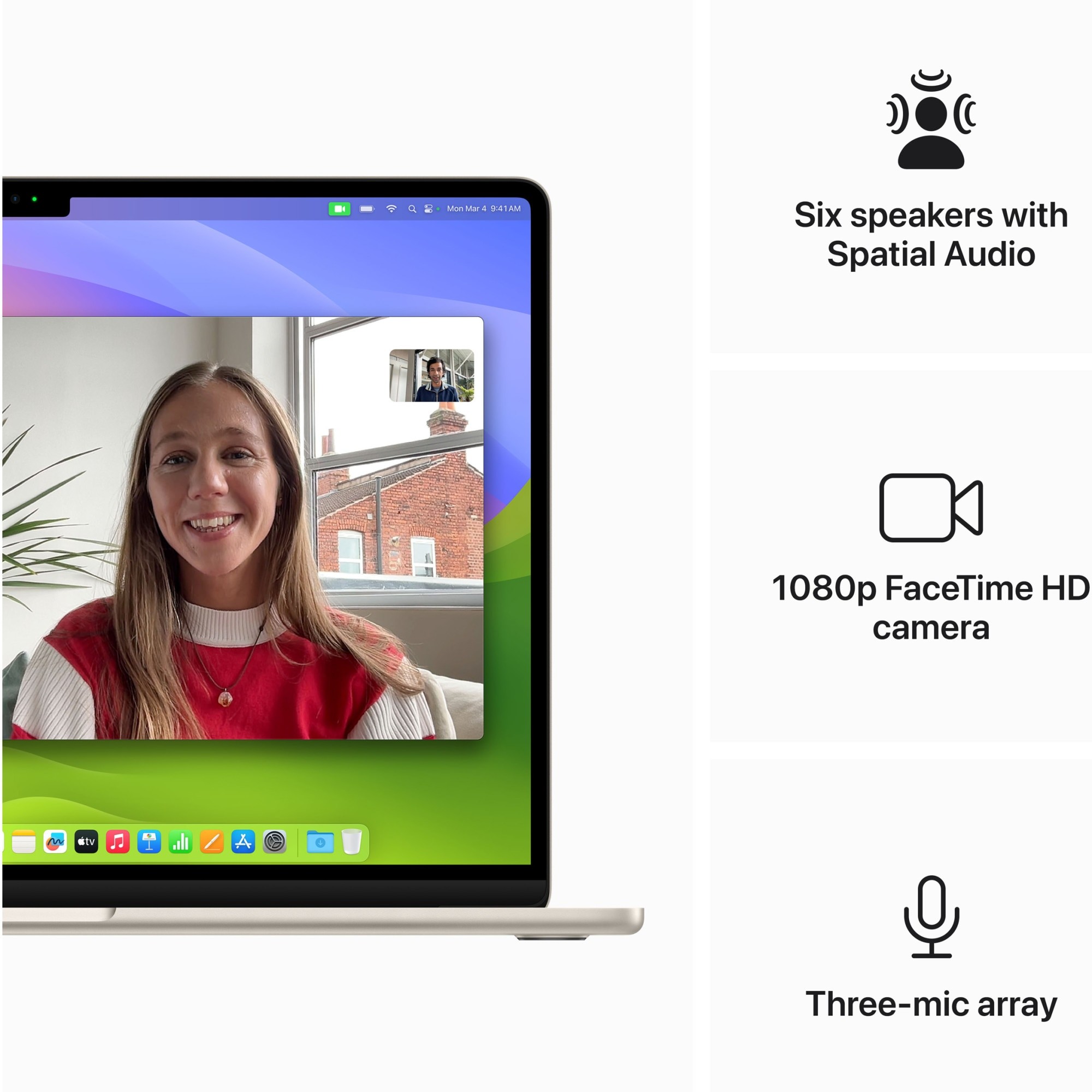 Laptop Apple MacBook Air 15" cu procesor Apple M3, 8 nuclee CPU si 10 nuclee GPU, 16GB RAM, 256GB SSD, Starlight, Tastatura Internationala, Manual RO