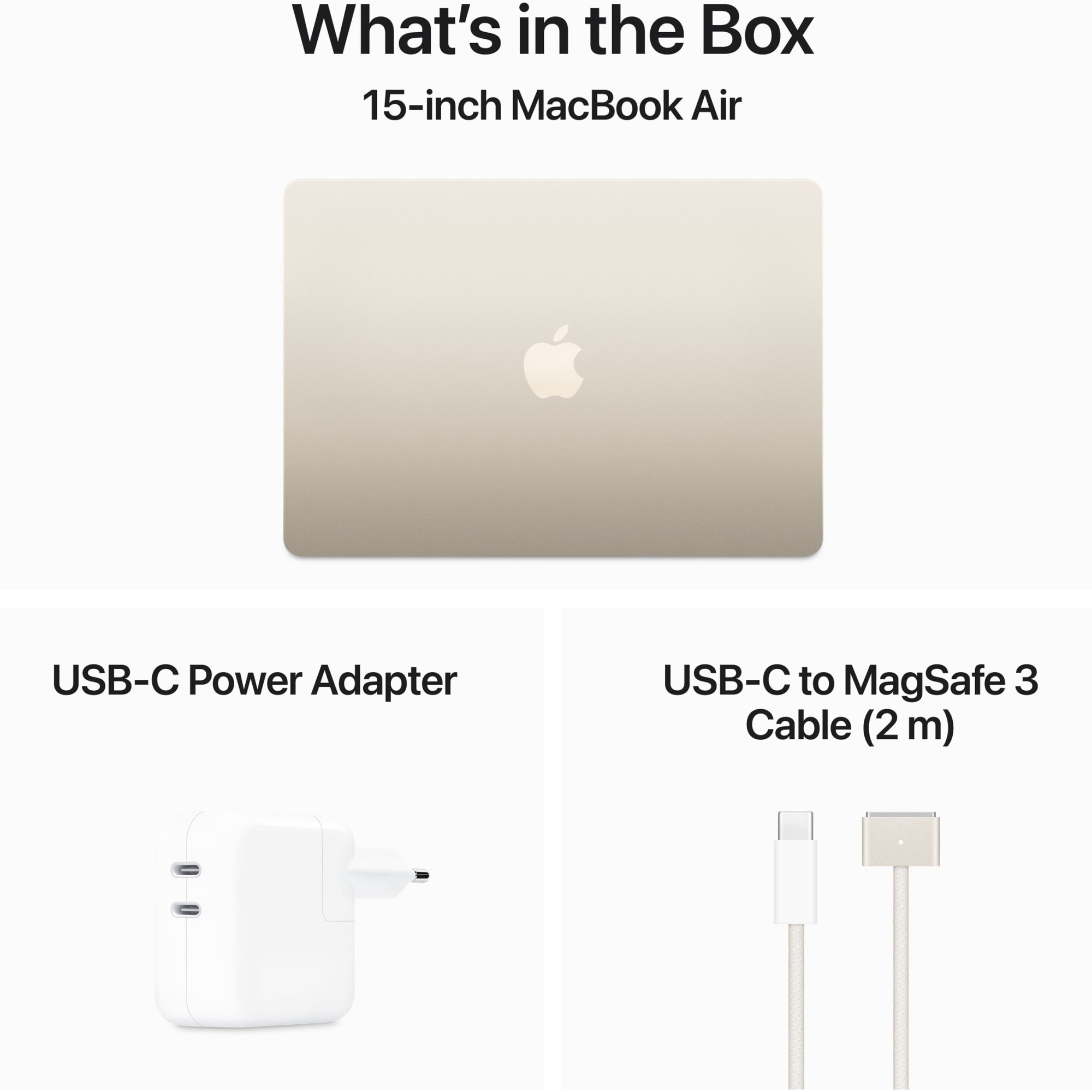 Laptop Apple MacBook Air 15" cu procesor Apple M3, 8 nuclee CPU si 10 nuclee GPU, 16GB RAM, 256GB SSD, Starlight, Tastatura Internationala, Manual RO