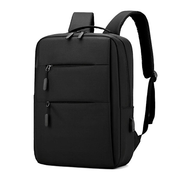 Rucsac laptop slim cu port USB incarcare, rezistent la apa, negru