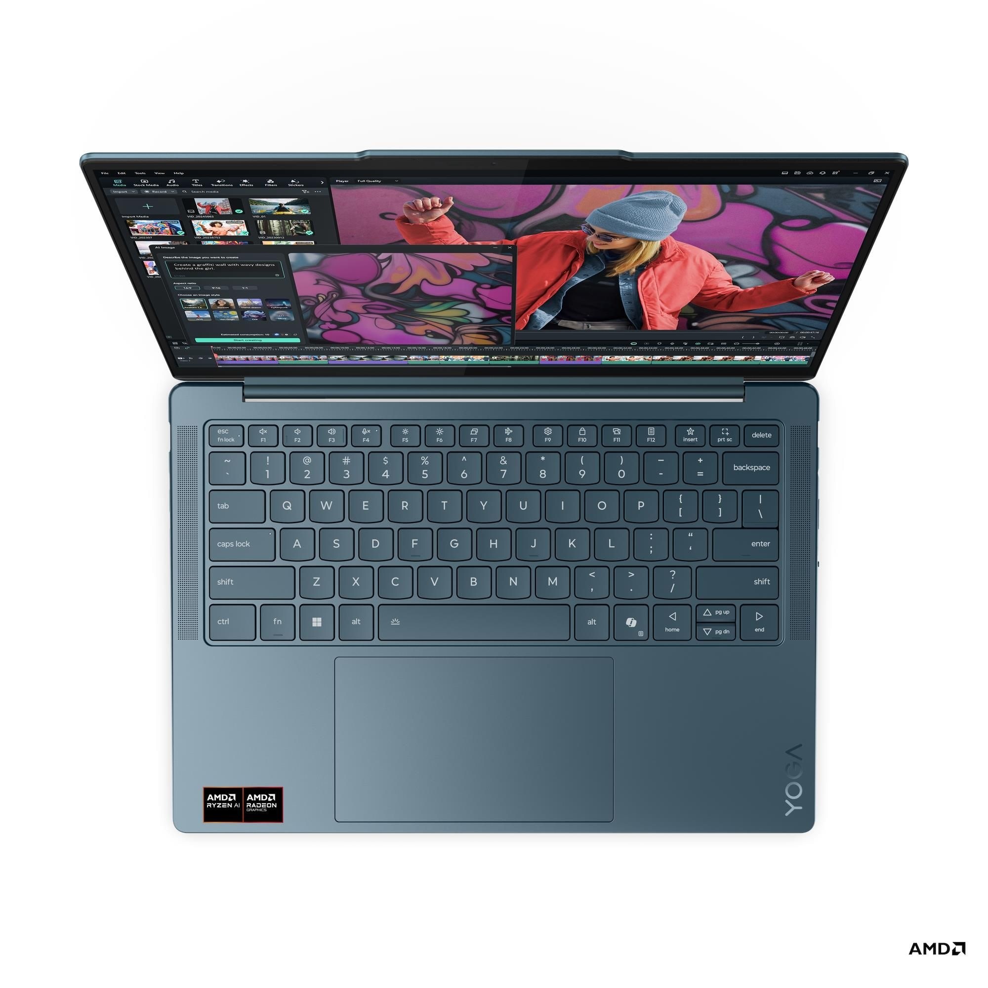 Laptop Lenovo Yoga Slim 7 83JY002GPB, 14 inch 1920 x 1200, AMD 340 6 C / 12 T, 2.0 GHz - 4.8 GHz, 6 MB 16 MB cache, 16 GB LPDDR5X, 512 GB SSD, AMD Radeon Graphics, Windows 11 Home, Tidal Teal