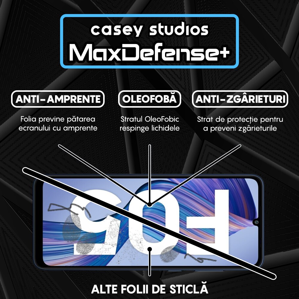 Folie Sticla CASEY STUDIOS™ compatibila cu Samsung Galaxy F05, Full Cover 3D, Full Glue, Sticla Securizata, Duritate Militara, Ultra HD, Protectie Profesionala Ecran 3D, Anti Zgarieturi, Anti Socuri