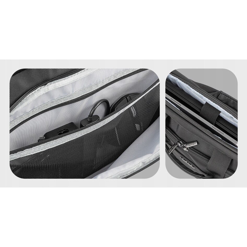 Geanta laptop Natec Kudu 15,6", neagra, cu compartimente pentru laptop si tableta, sistem trolley