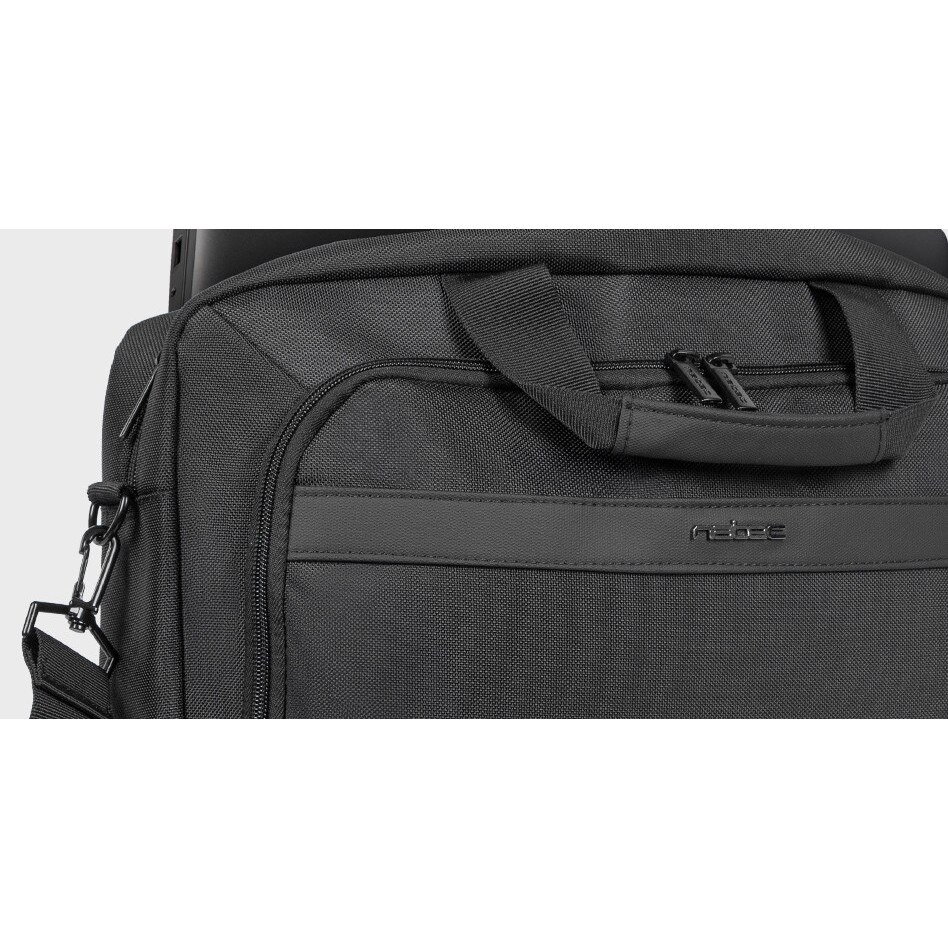 Geanta laptop Natec Kudu 15,6", neagra, cu compartimente pentru laptop si tableta, sistem trolley
