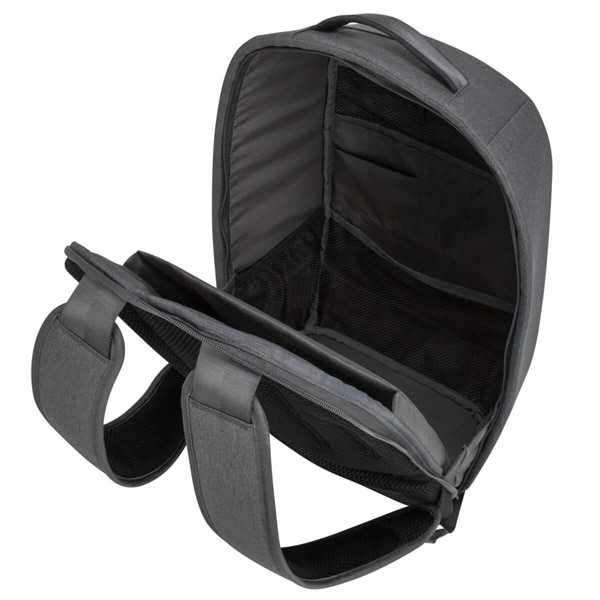 Rucsac laptop Targus, compatibil 15.6 inch, Gri, cu maner si curea de umar