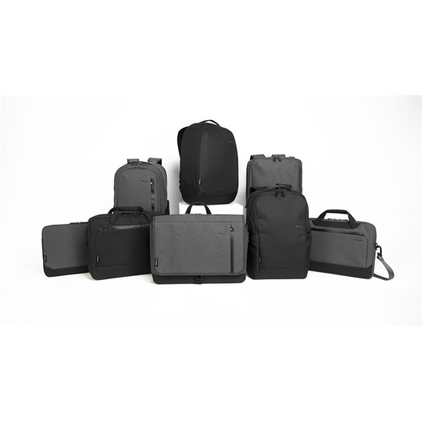 Rucsac laptop Targus, compatibil 15.6 inch, Gri, cu maner si curea de umar