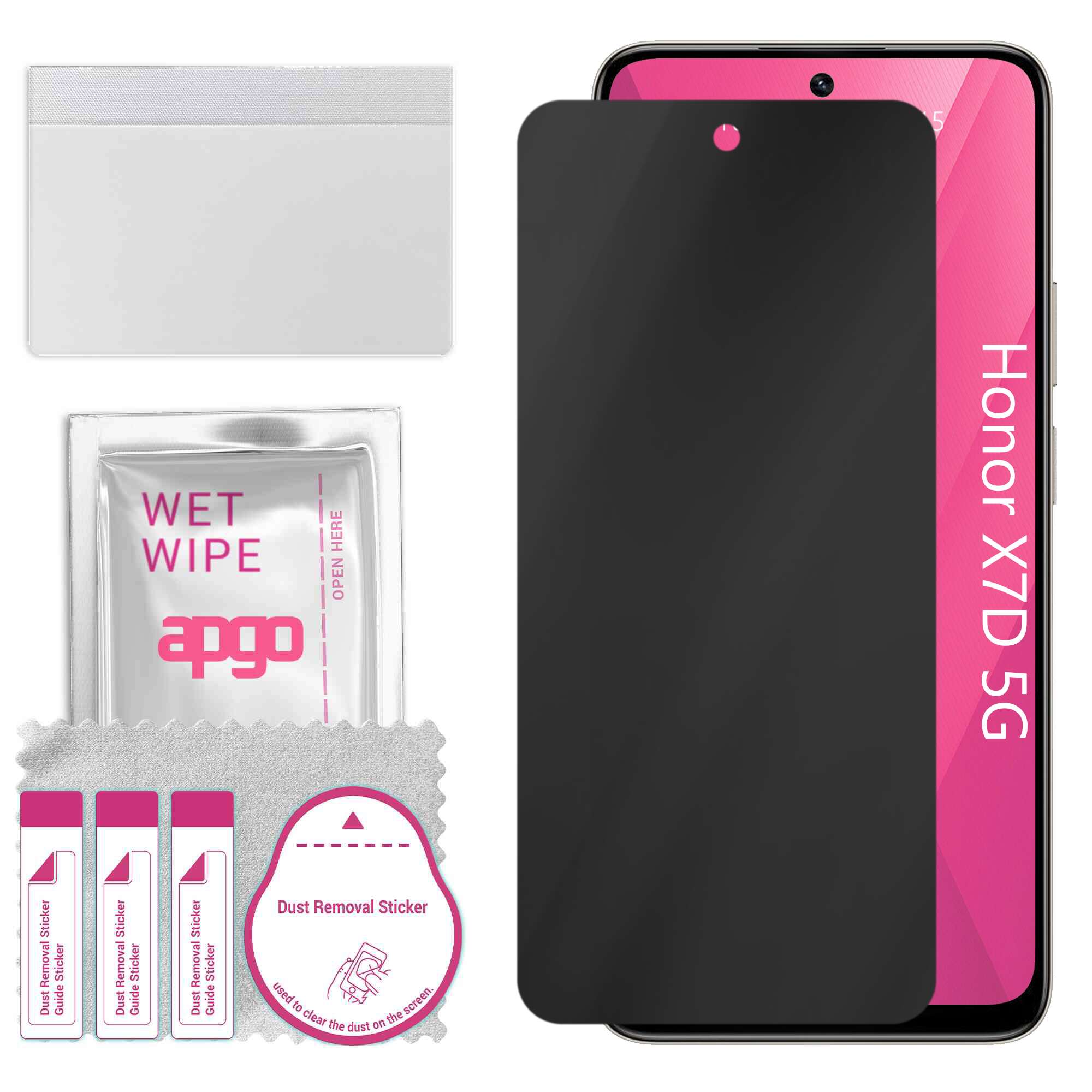 Sticla de protectie PRIVACY apgo pentru Honor X7D 5G – sticla hibrid, full glue, flexible glass