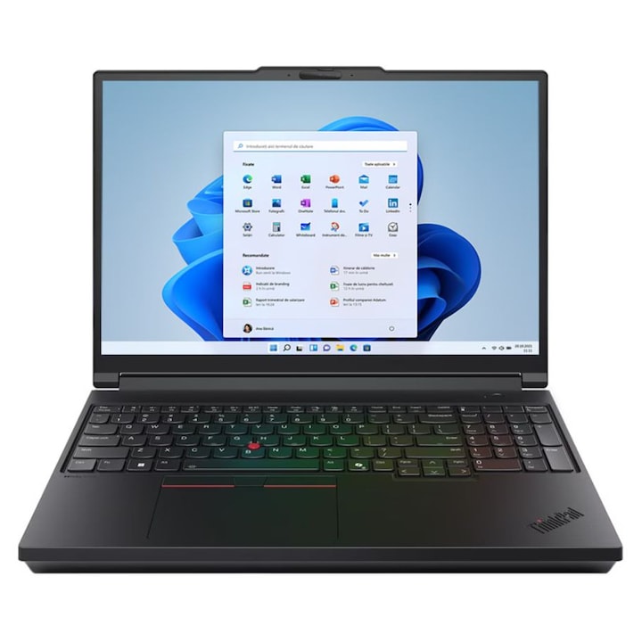 Laptop Lenovo ThinkPad P16 Gen 3 21RQ000BRI, 16 inch 1920 x 1200, Intel 265HX 20 C / 20 T, 2.3 GHz - 5.3 GHz, 36 MB cache, 64 GB DDR5, 1 TB SSD, Nvidia RTX PRO 2000, Windows 11 Pro