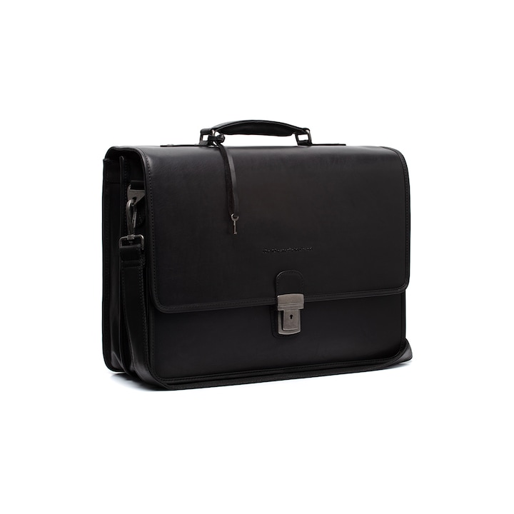 Servieta pentru acte si laptop 15 inch, The Chesterfield Brand, Glenwood, piele naturala, Negru