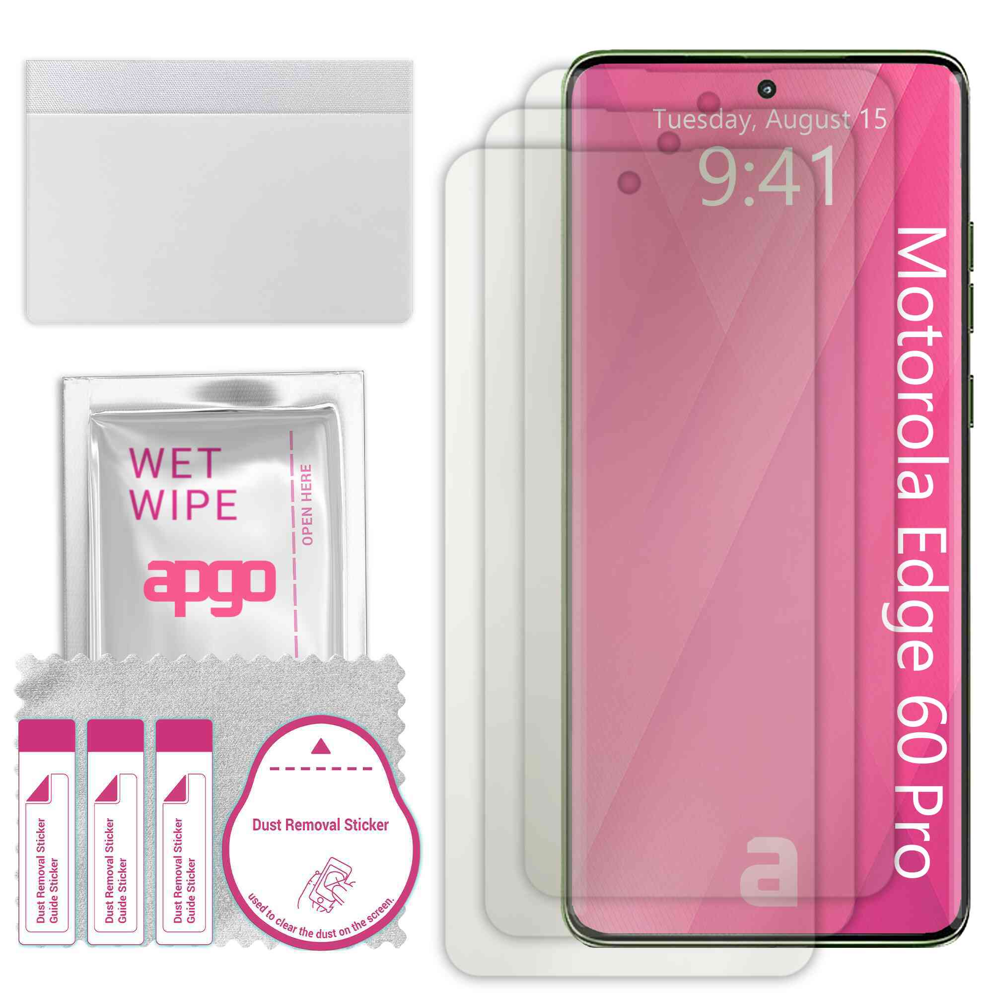 3x folie de protectie MAT MATTE apgo pentru Motorola Edge 60 Pro – autoadeziva, afisare completa, hidrogel, anti-zgarieturi, full glue, 5D