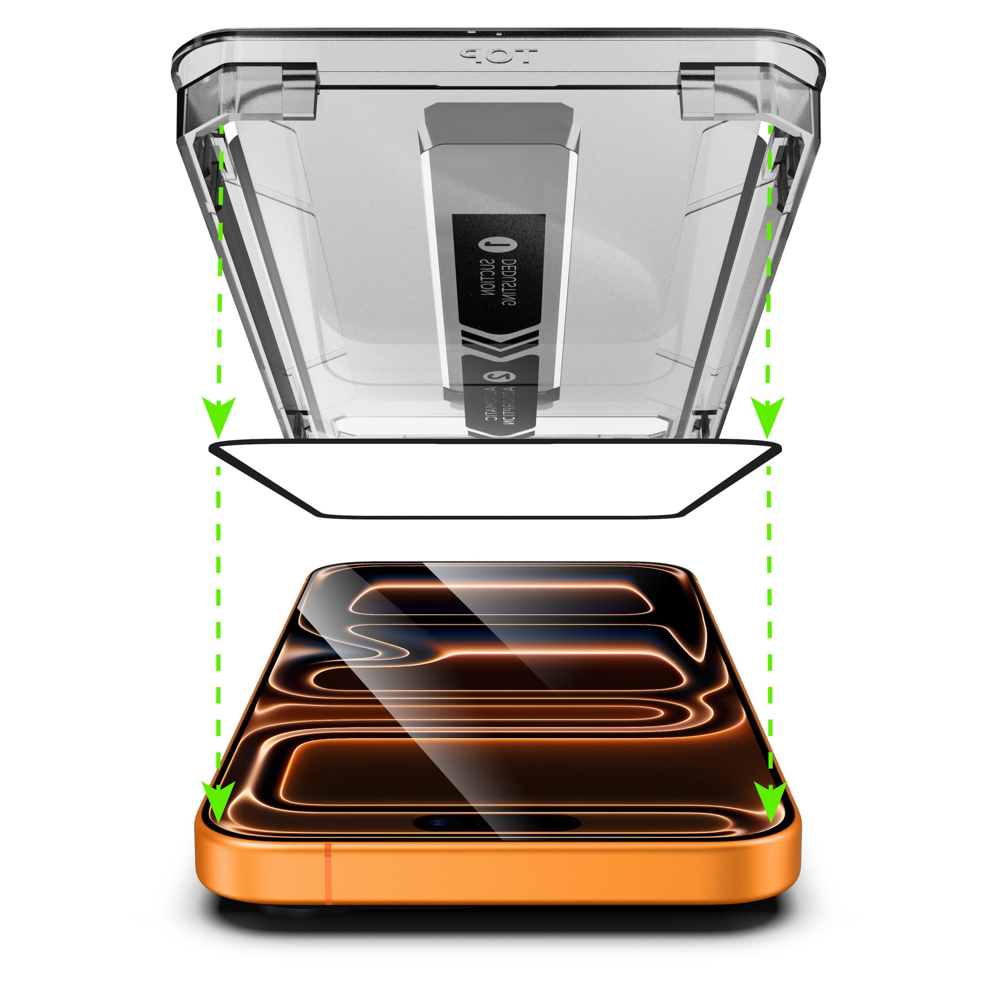 Set 2 folii sticla pentru Iphone 17, Iphone 16 PRO, Transparenta, Sticla securizata 0.33mm, Anti-Spy, Anti-amprenta cu margini negre 6.3", instalare usoara si rapida cu dispozitiv de potrivire automata in 30 sec cu Easy Install Kit, RikBo®