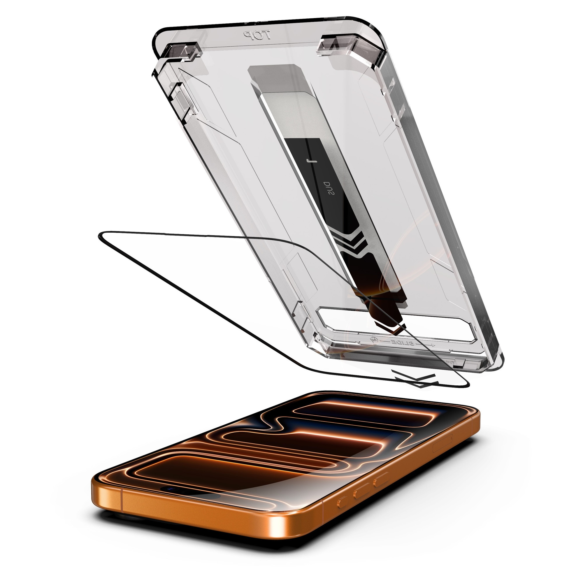 Set 2 folii sticla pentru Iphone 17, Iphone 16 PRO, Transparenta, Sticla securizata 0.33mm, Anti-Spy, Anti-amprenta cu margini negre 6.3", instalare usoara si rapida cu dispozitiv de potrivire automata in 30 sec cu Easy Install Kit, RikBo®