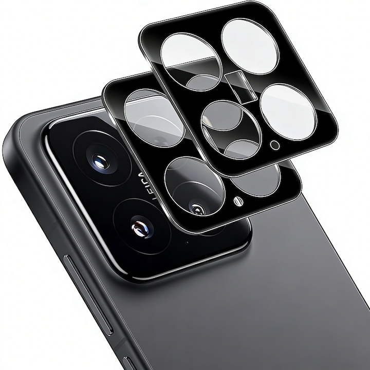 Set 2 Folii Protectie Camera Foto, Sticla Securizata, Negru, 0.33mm, 9H, compatibile cu Xiaomi 15