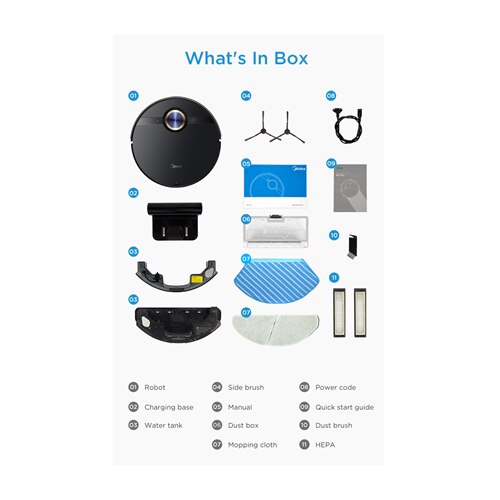 Aspirator robot Midea M7 Pro, 55 W, 4000Pa, Negru