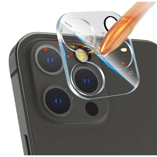 Folie de protectie Camera compatibila cu iPhone 15 Pro / iPhone 15 Pro Max, Sticla Securizata, Protectie antisoc, Transparent