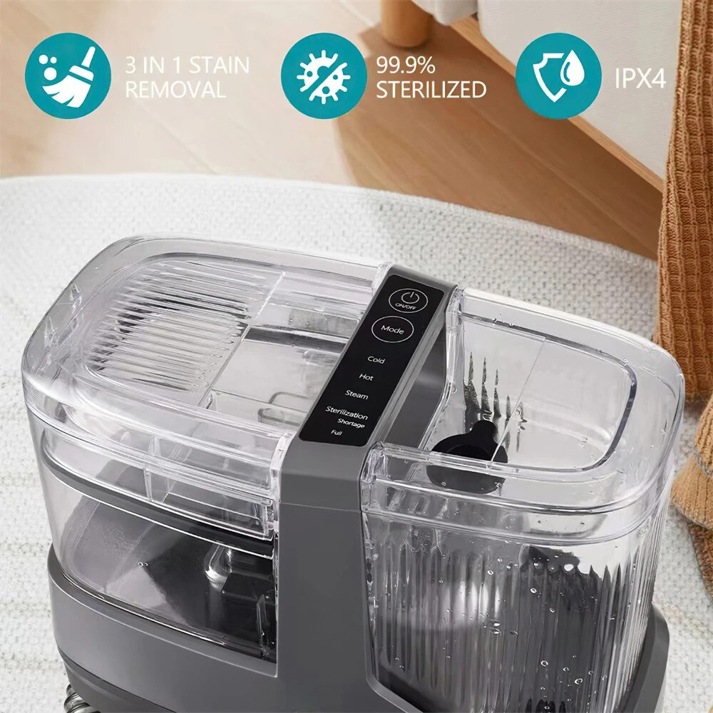 Curatator pentru covoare si tapiterie, Aspirator cu spalare, Putere 1200 W, Aspiratie 17 kPa, Rezervor apa curata 1, 1 l, Pulverizare apa calda/rece, Stecher UE