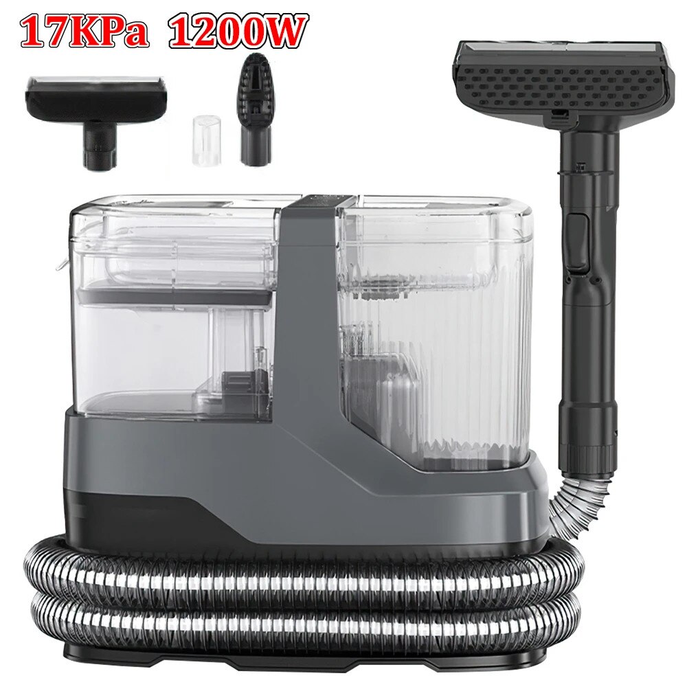 Curatator pentru covoare si tapiterie, Aspirator cu spalare, Putere 1200 W, Aspiratie 17 kPa, Rezervor apa curata 1, 1 l, Pulverizare apa calda/rece, Stecher UE