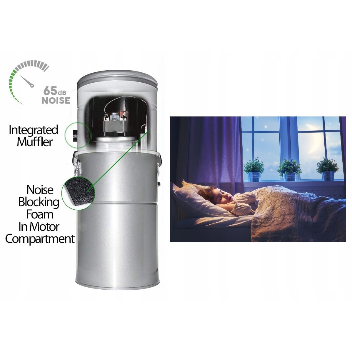 Aspirator Central HouseVac HV-700ST-35H, 1700W, Filtrare Hibrida, Sistem Silentios