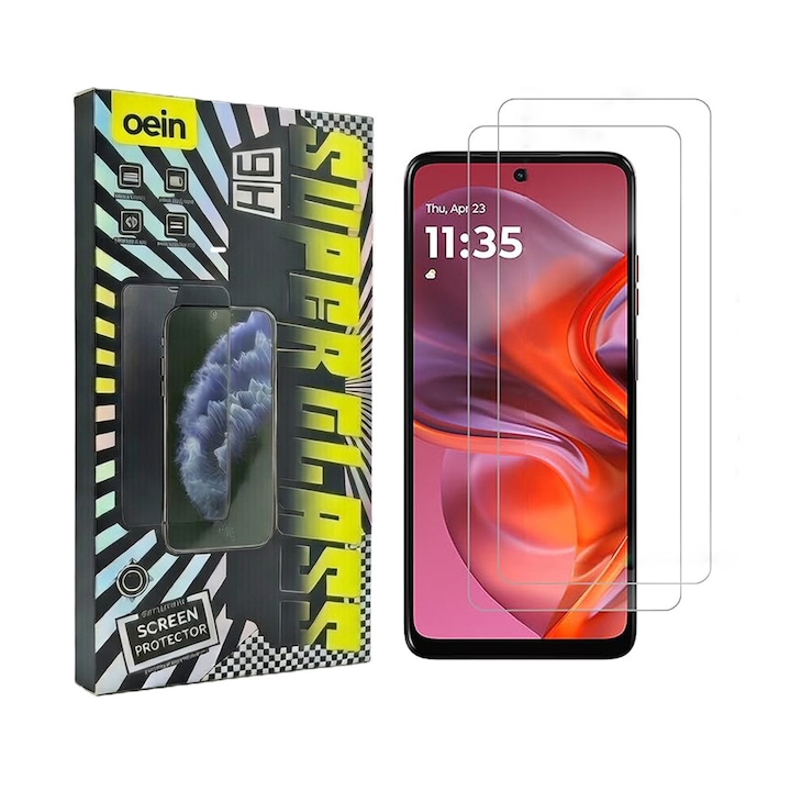Set 2 Folie Sticla pentru Motorola G05 Oein® – Sticla Securizata 9H+, Claritate Super HD, Tratament Oleofob Electronic, Anti-Amprenta, Sensibilitate Touch Avansata, Acoperire Completa Compatibila cu Husa