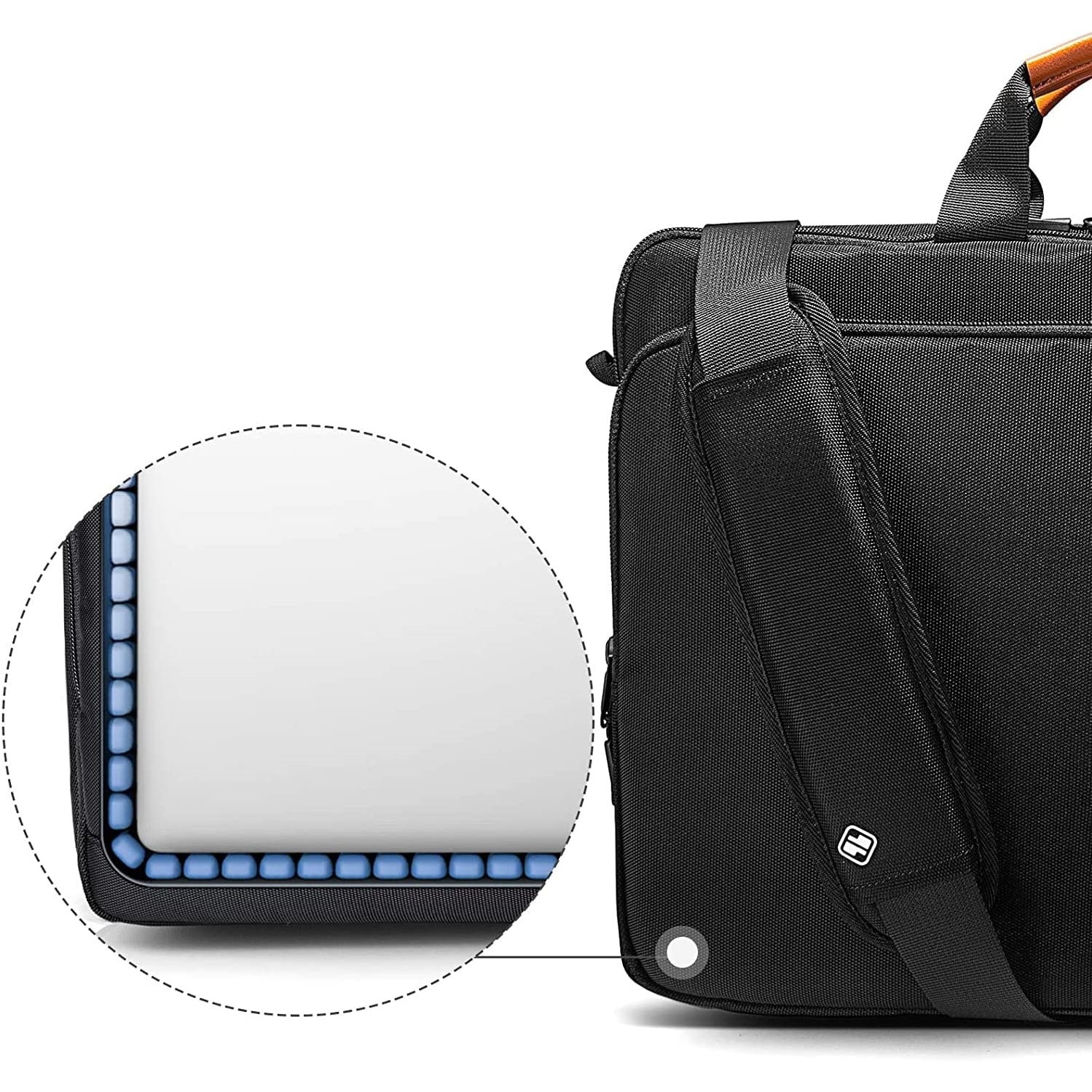 Tomtoc, geanta pentru laptop/toc textil cu protectie antisoc, buzunare frontale spatioase, curea de umar reglabila, Defender-A42, negru, 16 inch