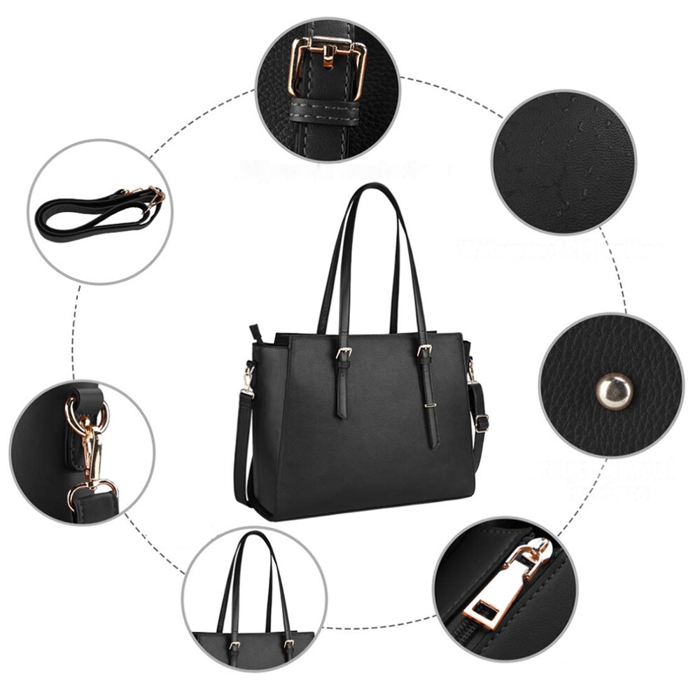 Geanta laptop dama, piele impermeabila, mare, cu manere reglabile, compartiment elegant, multicolor