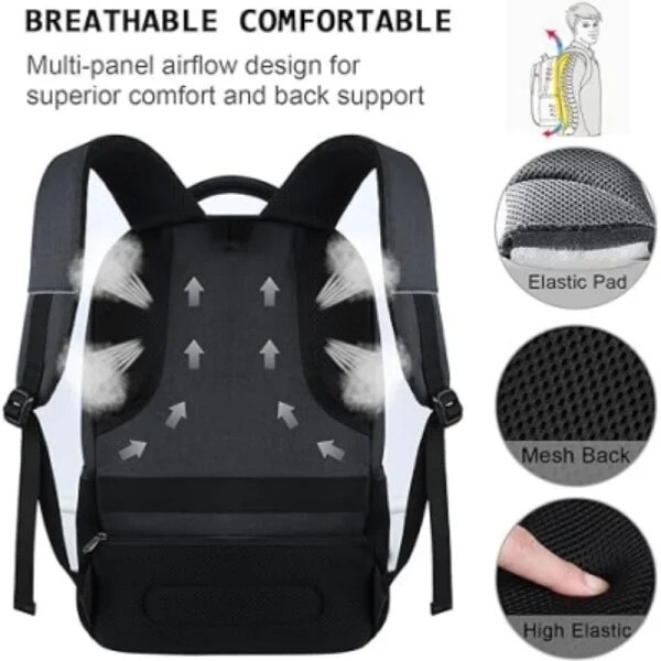 Rucsac laptop 18 inch nylon subtire durabil negru 22.86x33.02x50cm